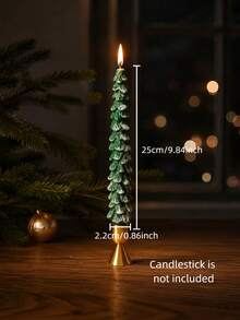 1pc Vintage Christmas Tree Long Tapered Candle, Christmas Tree Shaped, Gold/White Trim, 0.86 Inch Diameter, Suitable For Home Decor, Tabletop Decor, Christmas Holiday Decoration - Multiple Styles - View 12