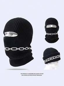 1pc Knitted Knitted Balaclava Warm Hat, Cycling Hiking Climbing Cold Weather Hat, Unisex, Cold Weather Head Cover, Face Mask, Multi-Functional Face Mask Head Cover - Regular Model - View 2