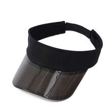 1 Pc Summer New Transparent Wide Brim Visor Cap, Lightweight Breathable Outdoor Sports Commuter Adjustable Solid Color Flat Top Hat - Multicolor - View 3