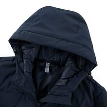 Adidas Men's Mid-Length Hooded Down Jacket, Loose Fit, Thick Outdoor Sports Coat KC2161 - Navy Blue - View 3