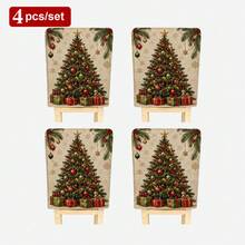 2pcs Christmas Tree Pattern Chair Back Covers Set, Winter Holiday Dining Table Chair Seat Covers, Suitable For Home Restaurant Kitchen Wedding Party Decoration, Create Warm Christmas Atmosphere, Removable Washable Dust-Proof Furniture Protection - Multicolor - View 7