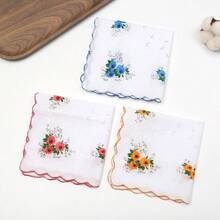 1/5pcs Vintage Women's Handkerchief Set - Lightweight & Comfortable, Multiple Floral Patterns, Crescent Edge Design, Perfect Gift - Multicolor - View 4