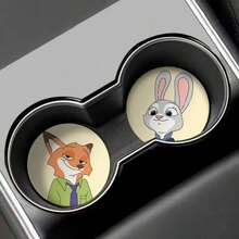 Hasbro Bộ 2 miếng lót hộc để cốc và khe cửa ô tô Zootopia Nick và Judy, thảm lưu trữ nội thất xe hơi chống trượt họa tiết hoạt hình - Thảm chống trượt trên xe ô tô - Xem 3