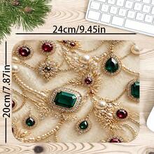 1pc Vintage Gem Pearl Aesthetic Desk Mat, Luxury Jewel Print Large Mouse Pad For Dorm & Vanity Table Decor - View 9