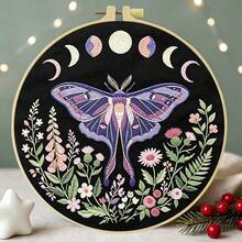 Embroidery Kit 15x15cm/5.9in Or 20x20cm/7.9in DIY Set, With Charming Butterfly Pattern. Suitable For Adult Beginners. Includes Fabric, Instructions, Embroidery Hoop, Needle And Thread. Great Gift For Friends/Family. Home Or Office Art Decor. - Enchanting Butterflies - View 5