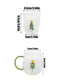 1pc Christmas Tree Glass Coffee Cup, 3D Christmas Tree Cup, Exquisite, Suitable For Home Decor Drinkware, Coffee Shop Latte Art Cup, Christmas Party Gathering Drinkware, Gift - Multicolor - View 6