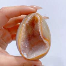 Agate Crystal Cave Egg High-Quality Ornament/Crystal Raw Stone Polished Home Desktop Decoration/Treasure Pot Crystal Random - Multicolor - View 14