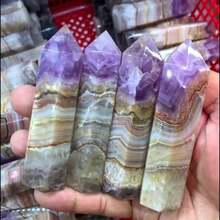 1pc Random Amethyst Lace Agate Crystal Tower - Home Decor, Ideal Choice For Gifts, Crystal Column, Crystal Point - Purple - View 8