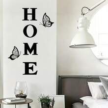 1pc, 30x60cm, Modern Minimalist HOME Letter Wall Sticker, Black Butterfly Accents, Living Room Entryway Wall Decor - 1PC - View 6