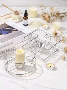 1pc Iron Tea Kettle Heating Base With Candle Holder (Candle Not Included), Round And Square Hollow Metal Tea Warmer Rack, Suitable For Glass Teapot And Coffee Pot, Home Afternoon Tea Accessory - Multicolor - View 10