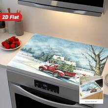 1pc Christmas Diatomaceous Earth Absorbent Mat, Truck Snow Map Pattern, Kitchen Countertop Absorbent Drying Mat, Coffee Machine Mat, Pour-Over Coffee Pot Mat, Dish Drainer Mat, Non-Slip Heat-Resistant Kitchen Mat, Dining Table Mat, Breakfast Mat, Washing Machine Mat, Home Kitchen Dining Table Coffee Shop Bar Decor Mat, Holiday Party Housewarming Gift - Multicolor - View 1