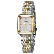 1pc Teens Gold Rectangle Watch, Rhinestone Inlaid Dial Stainless Steel Bracelet Wristwatch, Minimalist Elegant Watch Daily Office Jewelry Gift - Multicolor - View 6