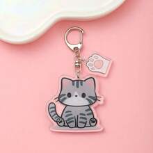 1/9pcs Cartoon Pet Cat Lover Acrylic Car Keychain Cute Backpack Pendant Fun Bag Charm Decoration Holiday Gift - White - View 5