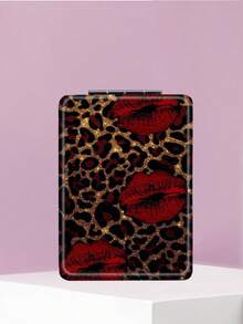 1PC Millennium Y2K Series Portable Vanity Mirror, Foldable Lightweight Ultra-Thin Convenient Hand Mirror, PU Leather, Suitable For Multiple Scenarios And All People, Rectangular Mirror, Pocket Mirror, Cartoon Flower Leopard Print Lips Letter Pattern Design, Exquisite And Delicate, Easy To Carry, Handheld Makeup Mirror, 180° Flip Cover Multi-Function Mini Mirror - Multicolor - View 7