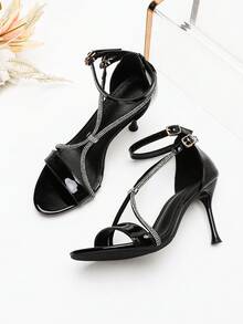 Women's High Heel Mary Jane Pumps, Fashion Casual Slip-On Backless Sandals - Black - View 5