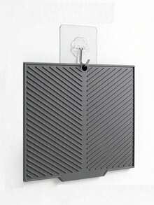 1pc Silicone Drainage Mat, Sloped Bowl & Cup Rack Pad, Bathroom Drainage Filter Mat, Non-Slip Kitchen Dining Table Mat, Placemat/Coaster, Kitchen Supplies, Heat Resistant, Sink Edge Non-Slip Kitchen Mat, Home And Kitchen Decor - Dark Grey - View 8