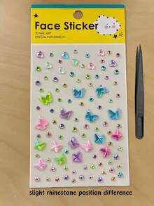1pc Girl Style Creative 3D Acrylic Laser Decorative Sticker, Colorful Butterfly Star Crescent Moon Multi-Color Rhinestone Multi-Style Rhinestone Sticker, 3D Self-Adhesive Rhinestone Sticker With Tweezers, Suitable For Phone, Camera, Earphone, Gift Box, Greeting Card, Photo Album, Gift Decoration And More - one-size - View 14