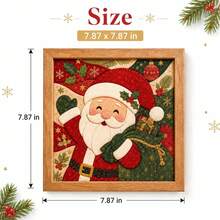 DIY Christmas Fabric Punch Needle Art Decoration Set, Adult Version, Seamless 7.87 Inch Mosaic Wall Art Handmade, Includes Frame And Tools, Relaxing Holiday Home Decor, Christmas Gift, Creative Craft Kit - Multicolor - View 5