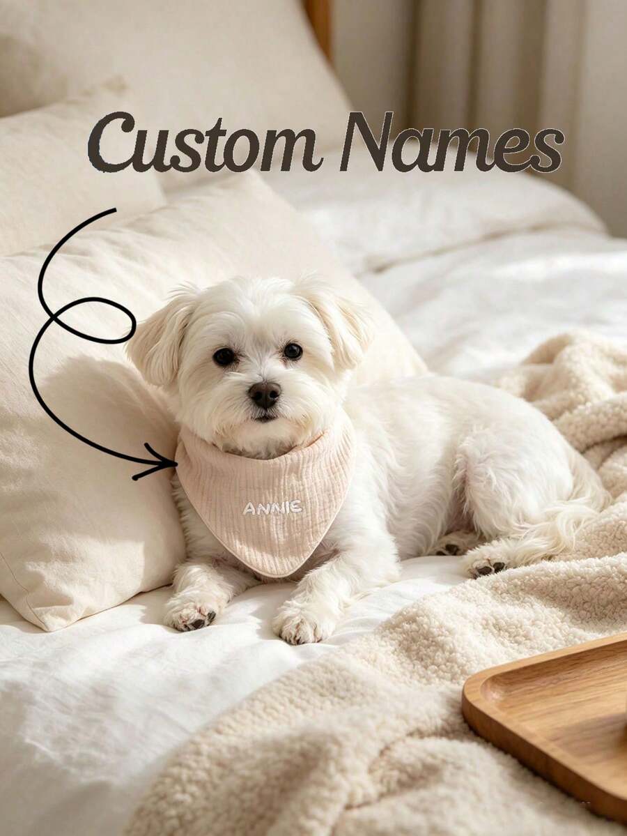 Personalized Pet Scarf Customized Dog Bandana With Name Pet Drool Bib Customizable Pet Scarf Fashionable Comfortable Dog Gift Cute Personalized Pet Summer Elegant Autumn Clothing Accessories Customized Scarf & Scarf Accessories Dog Accessories - Multicolor - View 1