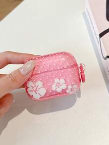 Casing Earphone Motif Bunga Hibiscus Polkadot Merah Muda Lucu, Kompatibel dengan 1/2/3/Pro/Pro2, Pelindung Earbud TPU Transparan Lembut Tahan Guncangan dengan Gantungan Kunci, Aksesori Bunga Modis - MultiWarna - View 3