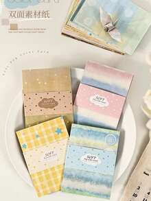 Double-Sided Material Paper, Soft Mist Color Card Series, Salt-Style Fresh Decorative Scrapbook Material Paper, Suitable For Notebooks, Diaries, Scrapbooks, Back To School Season, School Opening Season - A - View 1
