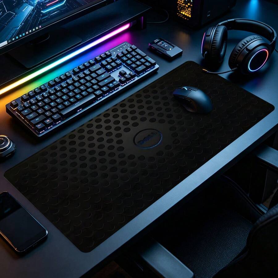 Honeycomb Mouse Pad Black Geometric Texture Desk Mat Extended XL MousePad Office Desk Accessories Multicolor Non-Slip Stitched Edge Computer Mat For Desk 35.4x15.7 Inches Rubber Base Laptop Keyboard Pad For Home Office & Gamers - View 1