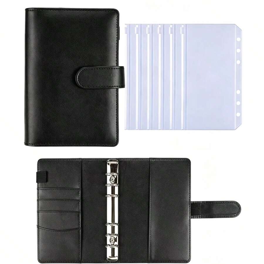 1pc Macaron Loose-Leaf Notebook With Zipper Storage, Cash Envelope, For Students To Store Pens, Rulers And Other Stationery, Home Storage For Cards, Documents, Office Storage For Receipts - Multicolor - View 1