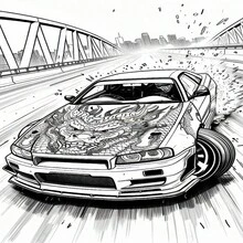 Libro para colorear de carreras de derrape para adultos, páginas para colorear de coches JDM modificados geniales, libro de actividades para aliviar el estrés, regalo de cumpleaños ideal para entusiastas de las carreras - Varios estilos - Ver 6