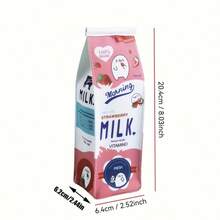 1/4/12pcs PU Leather Milk Carton Shaped Pencil Case, Novelty Design Stationery Storage Bag, Portable Zipper Pouch , Unique Cosmetic Organizer For Daily Use, Fun Cartoon Print Multi-Purpose Storage Pouch, Ideal For Office & Travel Organization,Random - Milk Carton Pencil Case Series - View 11