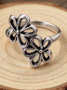 European And American Fashion Floral Alloy Ring, Exquisite Jewelry For Beach Vacation - Silver - View 1