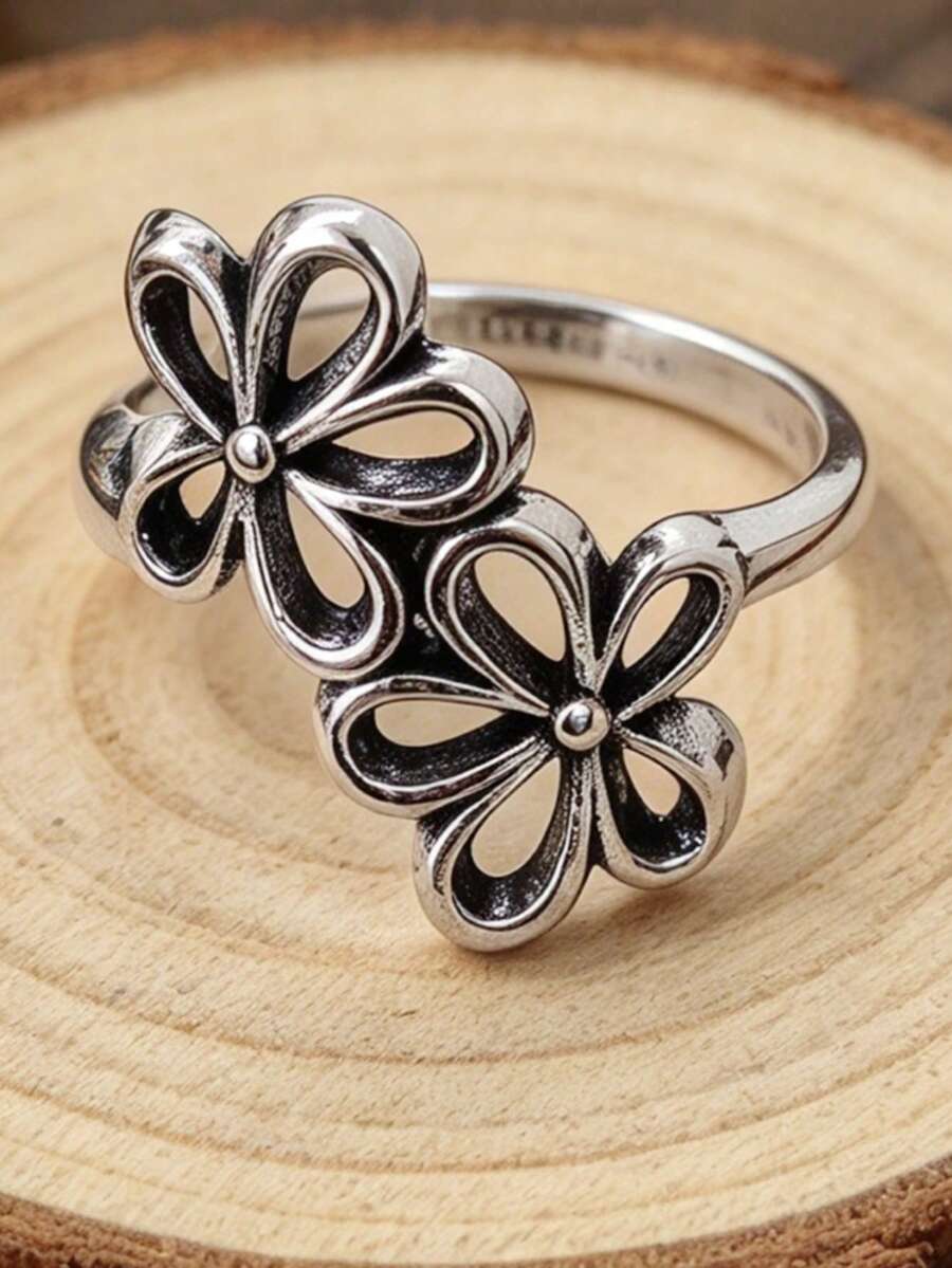 European And American Fashion Floral Alloy Ring, Exquisite Jewelry For Beach Vacation - Silver - View 1