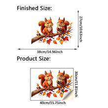 1pc, 30x40cm, Realistic Squirrel And Pine Cone Branch Window Sticker, Autumn Nature , Window Decoration Decal - 1PC - View 3