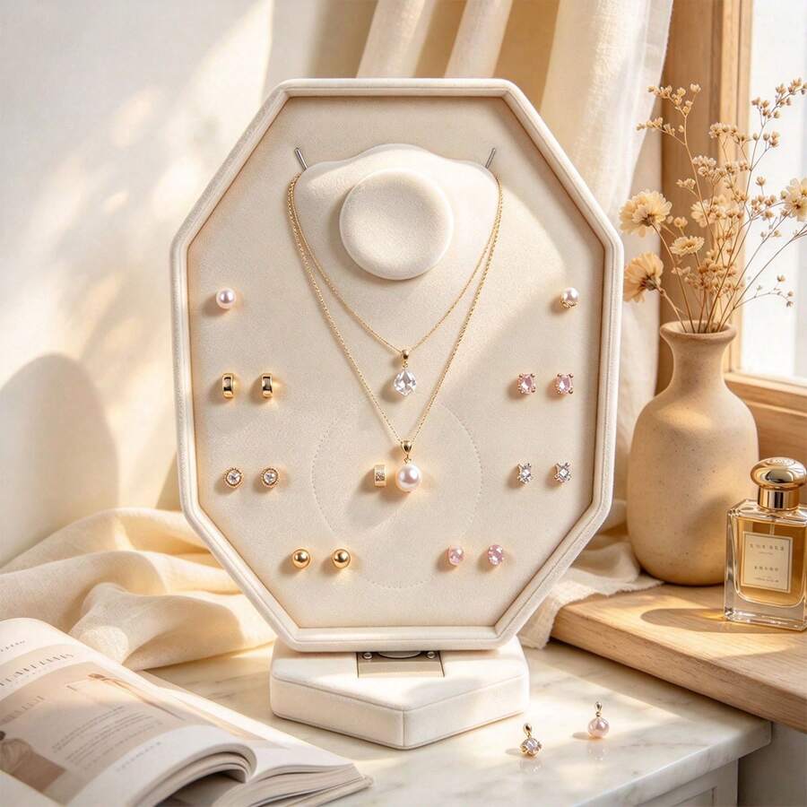 WGZ · RUCX 1 buah Stand Pajangan Perhiasan Dua Sisi dengan Baki Perhiasan Mewah Berkualitas Tinggi, Kompartemen Penyimpanan Terpisah untuk Kalung dan Anting, Cocok untuk Pajangan di Rumah dan Toko Perhiasan, Pengatur Perhiasan Profesional - MultiWarna - View 1