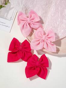 10/1pc Girls Multicolor Bow Hair Clips Waffle Pattern Fabric Swallowtail Alligator Hair Clips Hair Clips For Back Of Head Daily Use - Multicolor - View 4
