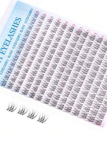 168 Pcs 9-12mm D Curl DIY Eyelash Extension Kit, Beginner Cluster Lash Extension Kit With Glue, Sealant And Tools, For Home Use, Suitable For Daily, Travel, Party And Wedding Makeup, High-End Christmas And Halloween Gift - Black - View 7