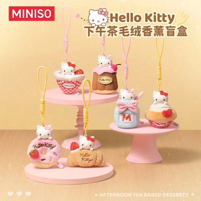 Miniso Sanrio Hello Kitty Afternoon Tea Dessert Scented Plush Blind Box Keychain, Fragrant Cartoon Stuffed Bag Pendant, Cute Collectible Hanging Ornament, Birthday & Holiday Gift, Random Style 1pc - Random Style 1pc - View 1