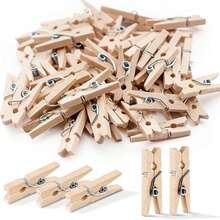 These Strong, Natural Birch Wood Clothespins Are Suitable For A Variety Of Uses, Including Drying Clothes, Sealing Snack Bags, Hanging Photos, Crafting, Holiday Decorations, And Photo Displays. - Multicolor - View 1