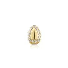 Hip Hop Single Tooth Rhinestone Studded Door-Shaped Grillz Halloween Gold Tooth - Multicolor - View 11