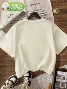 Drzim Liniju Women's Minimalist Style Short Sleeve Crew Neck Casual Top, Spring/Summer - Apricot - View 3