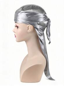 Satin Durag For Men, Silky Smooth Long Tail Do Rag, Soft Stretch Wave Cap, Breathable Hair Wrap For 360 Waves, Streetwear Headwear, Holiday Gift - A - View 11
