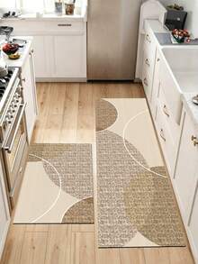 SANJIANGDI 1pc Modern Geometric Curved Kitchen Mat, 3.5mm Soft Rubber Material, Absorbent And Easy To Clean, Suitable For Hallway, Bathroom, Living Room, Outdoor Door Mat And Toilet, All-Year Use, Suitable For Various Holidays - Multicolor - View 5