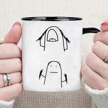 Funny Stick Figure Meme Ceramic Coffee Mug, Novelty Hand Drawn Cartoon Graphic Tea Cup, Humor Emotional Expression Drinking Cup, Gift For Friends Coworkers Birthday - Multicolor - View 4