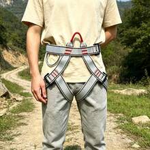 Climbing Harness Grey Polyester Stainless Steel Adjustable Safety Belt For Rock Climbing Tree Work Rescue - Grey - View 2