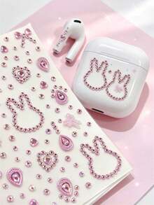 1pc Shiny Colorful Acrylic Gemstone Decor Sticker Set Rabbit Bow Water Drop Heart Rhinestone Stickers 3D Self-Adhesive Decorative Stickers With Tweezers Suitable For Phone Case, Insulated Cup, Earphone Case, Photo Album, Notebook, Gift Box Packaging Creative Diamond Stickers - one-size - View 5