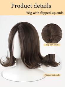 12Inch Sweet Style Cold Brown Synthetic Wigs Middle Part Short Natural Wavy Hair Wig For Women Daily Use Heat Resistant - Multicolor - View 5