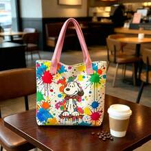 حقيبة قماشية بتصميم كرتوني Snoopy، حقيبة يد بسعة كبيرة، حقيبة كتف جديدة للتنقل، حقيبة متعددة الاستخدامات للعطلات والسفر والاستخدام اليومي والتسوق وتخزين الهاتف والمستحضرات التجميلية، هدية عيد ميلاد للأصدقاء، هدية صداقة للعودة إلى المدرسة، هدية العطلات - 1 - مشاهدة 10