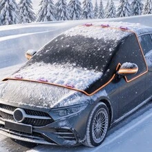 1pc Premium Magnetic Reinforced Windshield Snow Cover, Winter Frost & Ice Protection Front Windshield Cover With High-Visibility Reflective Decorative Strip, Universal Car Winter Weather Protection Cover - Multicolor - View 3