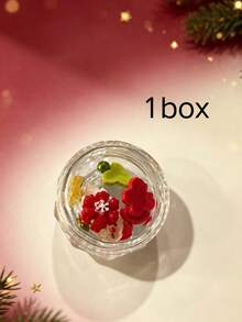 1box/3boxes Christmas Winter New 3D Resin Nail Art Charms, Christmas Flower, Snowman, Apple Mixed Style Versatile Nail Decorations - Multicolor - View 2