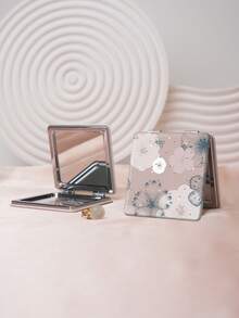 1PC British Country Style Portable Folding Makeup Mirror, Lightweight Ultra-Thin Convenient Durable PU Leather, Suitable For Various Occasions Travel Party Work School, Suitable For All Ages - Multicolor - View 2