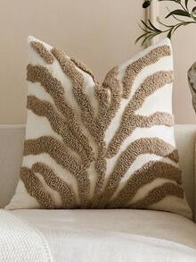 1pc/2pcs Neutral Wavy Velvet Pillow Cover, Textured Abstract Striped Beige Cushion Case, Bohemian Minimalist Decorative Pillow For Living Room Bedroom Sofa Home Decor - Camel - View 1